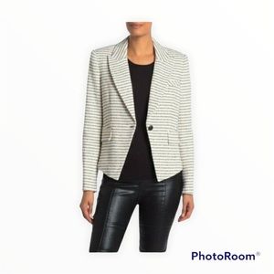 NEW VERONICA BEARD White & Black Tweed Hosanna Cutaway Dickey Blazer Size 6
